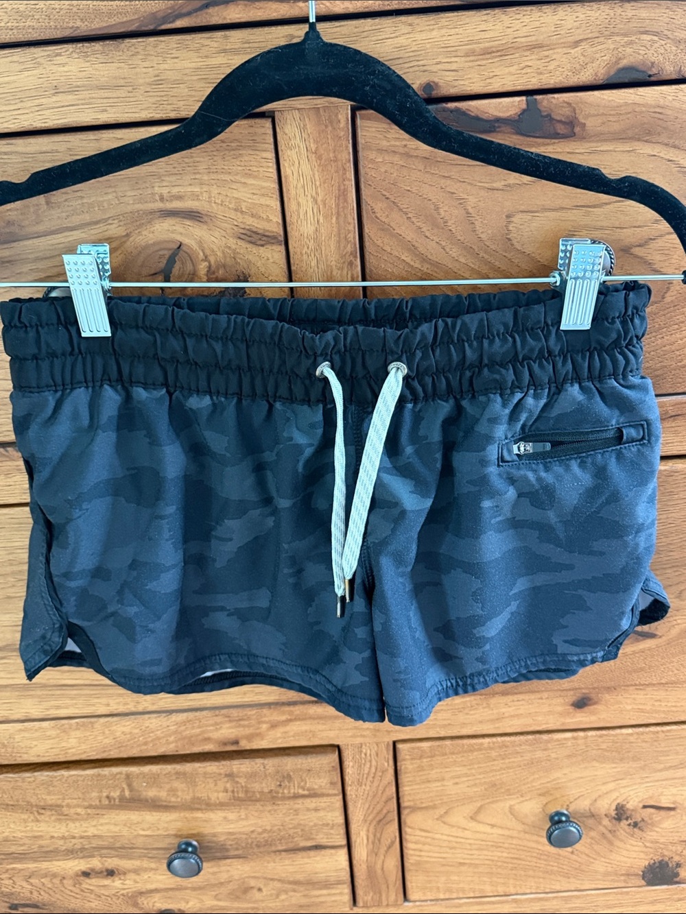 Vuori Women's Dark Charcoal Camo Athletic Shorts